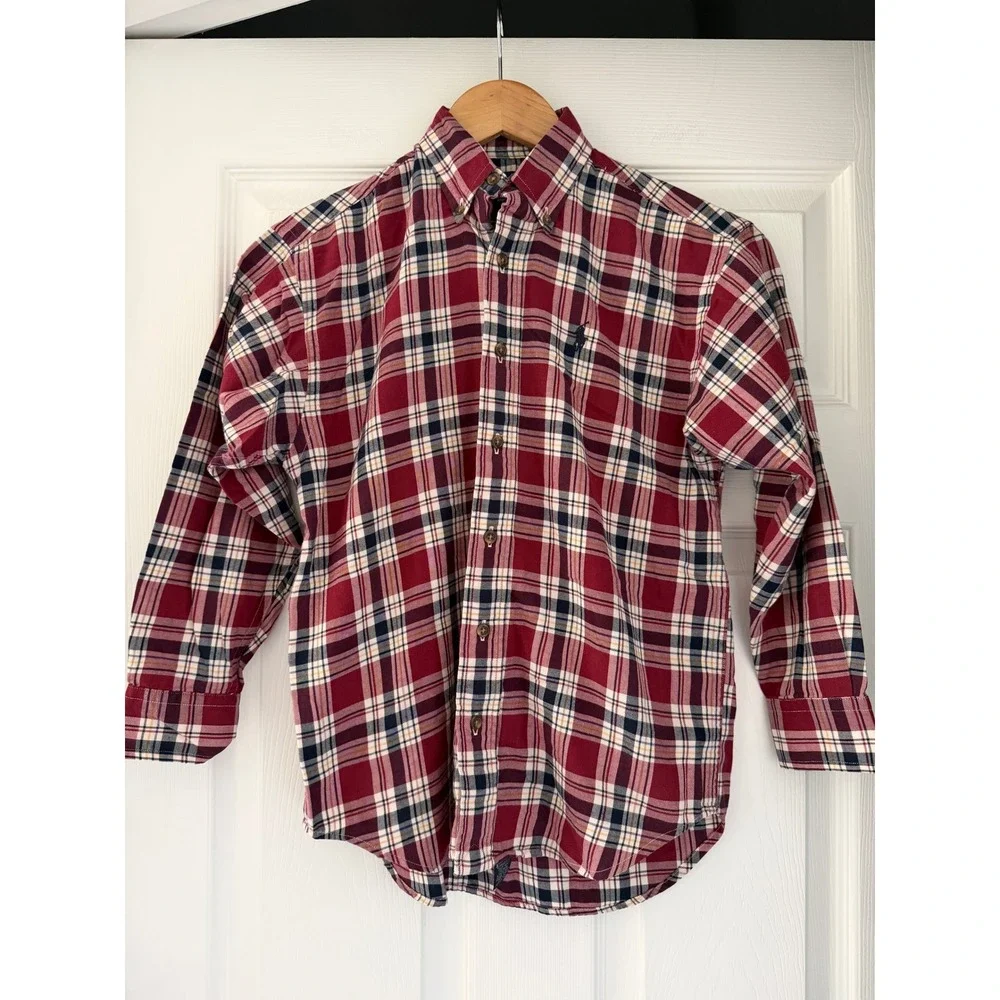 Ralph Lauren Boys Plaid Long‎ Sleeve Button Down Preppy Casual